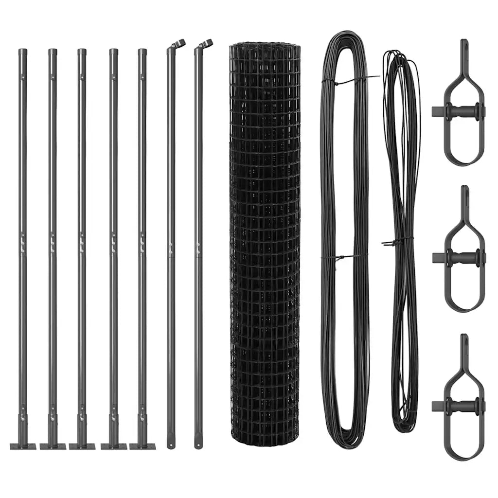 Recinzione da Giardino | Recinzione con Posto Grigio 1,6 x 10 m Acciaio e PVC
