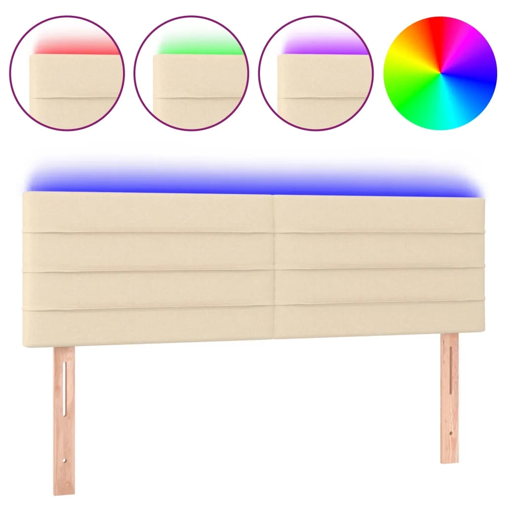 Testiera a LED Crema 144x5x78/88 cm in Tessuto 3121755