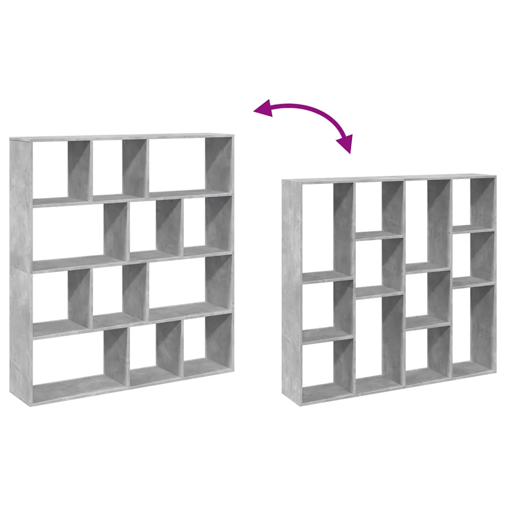 Libreria-Scaffale per Libri-Mobile di Stoccaggio Grigio Cemento 132x29x141,5 cm in Legno Multistrato
