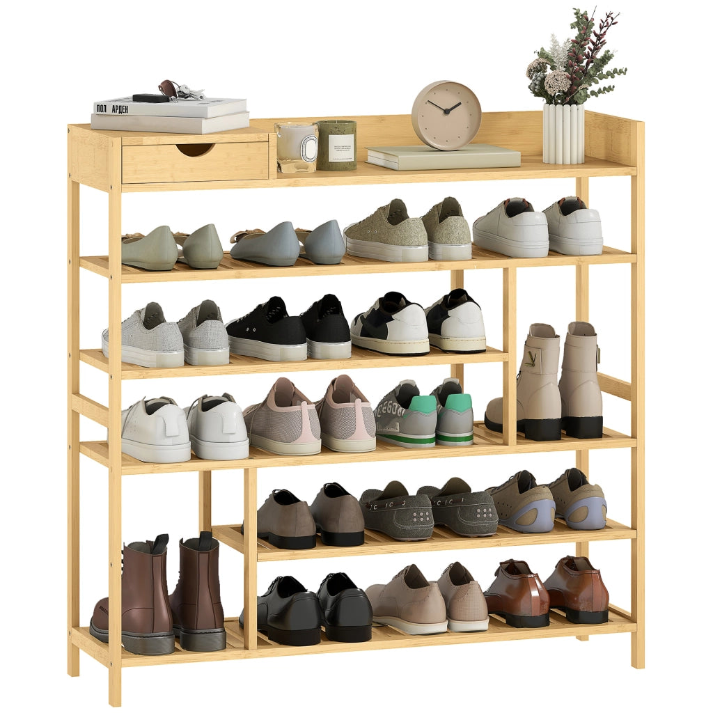 Scarpiera in bambu con cassetti e ripiani ¨C Minimal ¨C Bianco 6 livelli