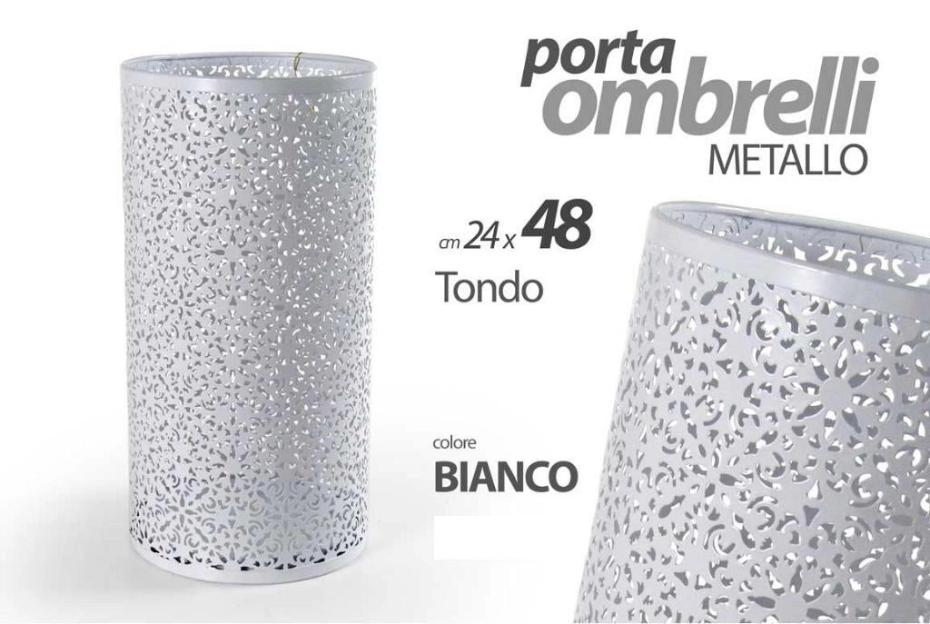 Portaombrelli Salvaspazio in Metallo Tondo Bianco 24 x 48 cm