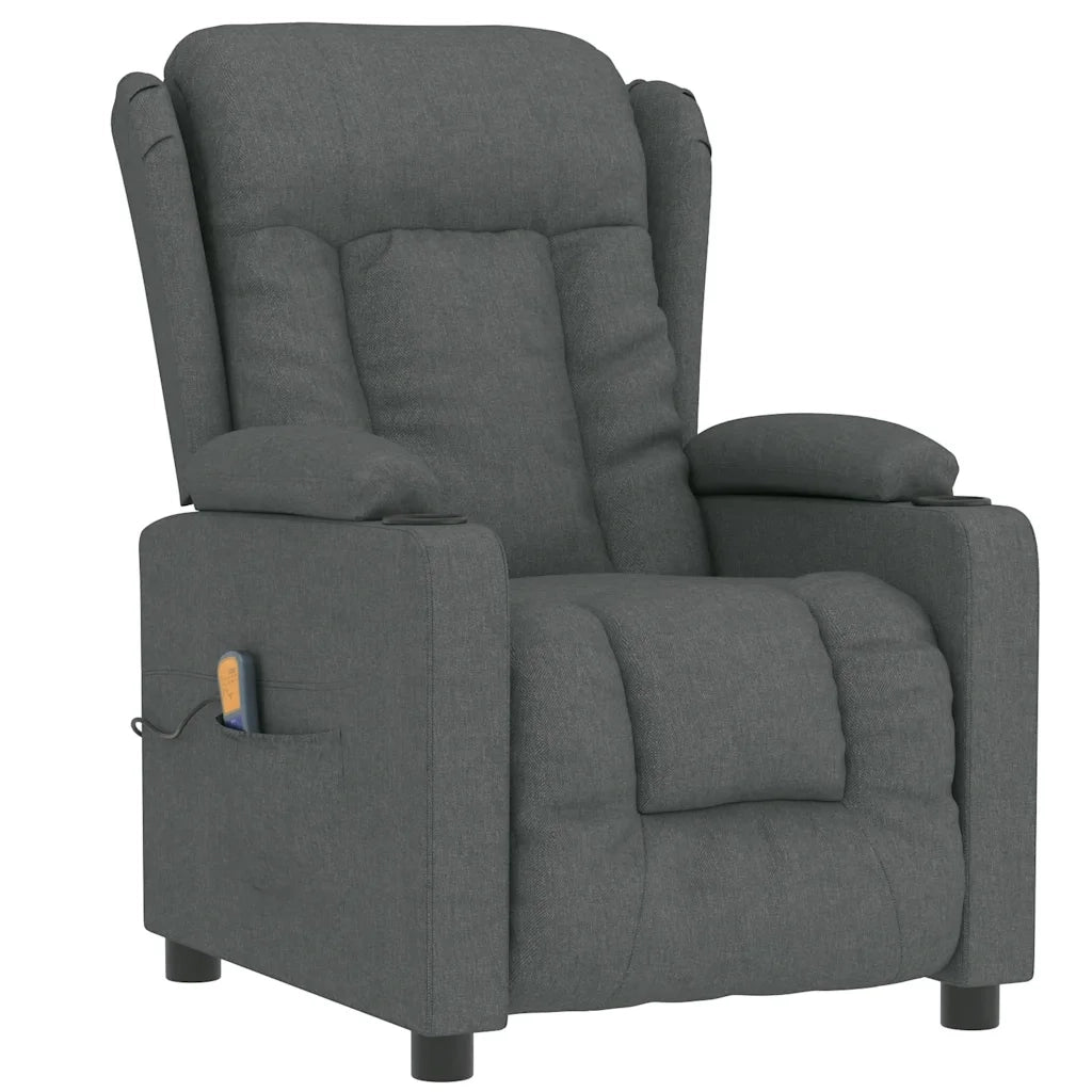 Poltrona Massaggiante | Sedia Relax Grigio Scuro in Tessuto