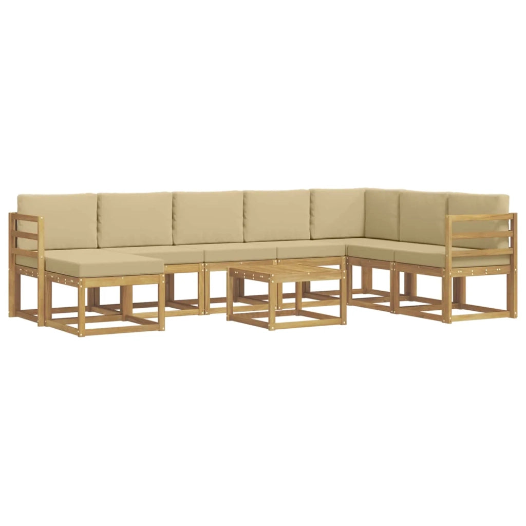 Set di divani da esterno con cuscino 9 pcs Bianco e Beige 3388072