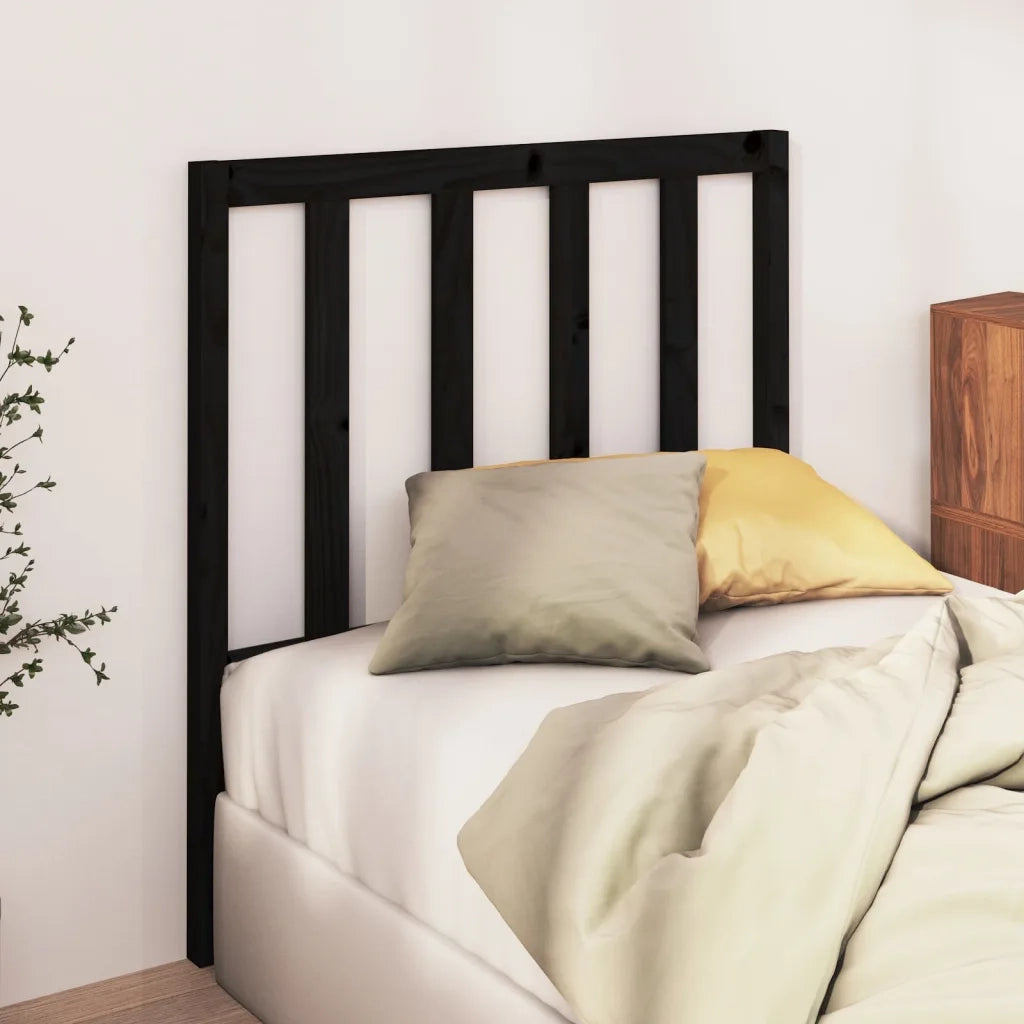 Testiera per Letto Nera 81x4x100 cm in Legno Massello di Pino 817719