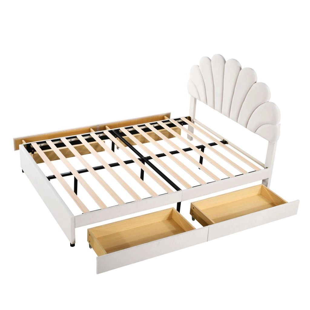 letto imbottito velluto beige 140 x 200 cm