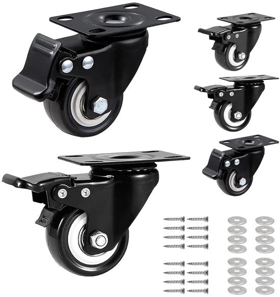 4 pezzi di ruote per mobili, 50 mm, ruote pesanti, doppio smalto, design elegante, rotazione 360° e carico massimo di 280 kg