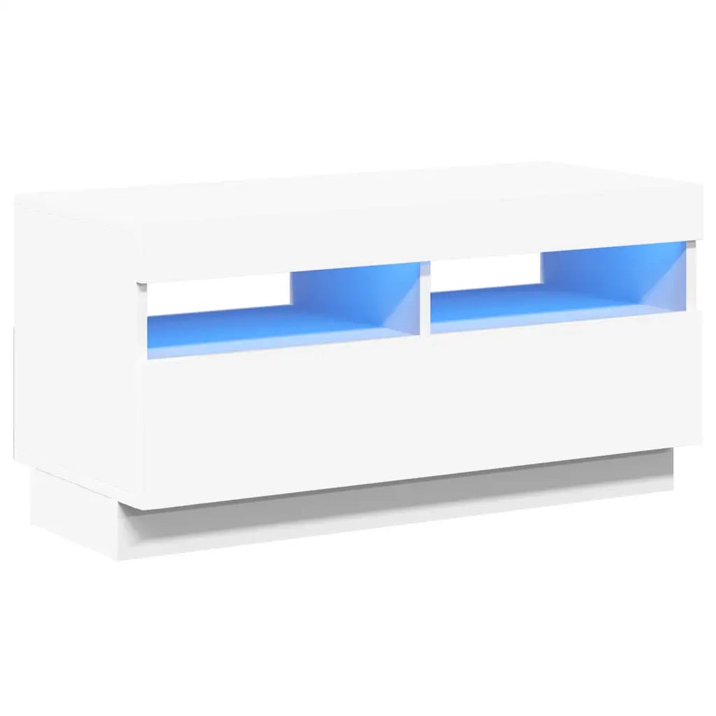 Mobile Porta TV con Luci LED-Credenza TV Bianco 80x35x40 cm