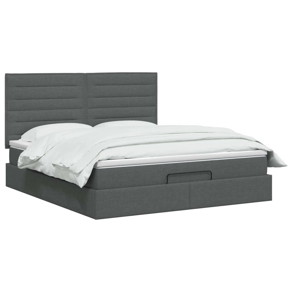 Letto Ottomano con Materasso e LED Grigio Scuro 140 x 200 cm 3457994