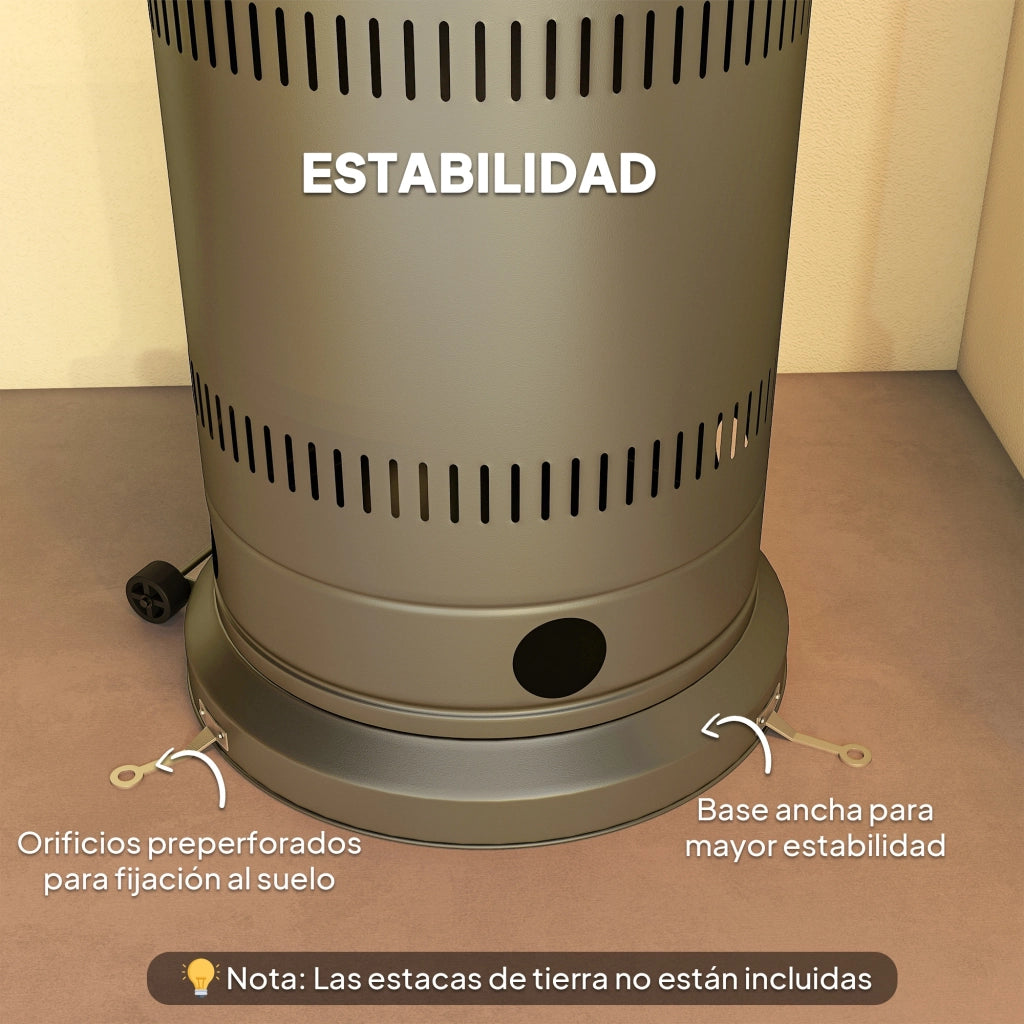 Stufa a Gas Butano Portatile 13000W con Sistema Antivuelco e Ruote ¨C zephmum ¨C Grigio 82x82x222 cm