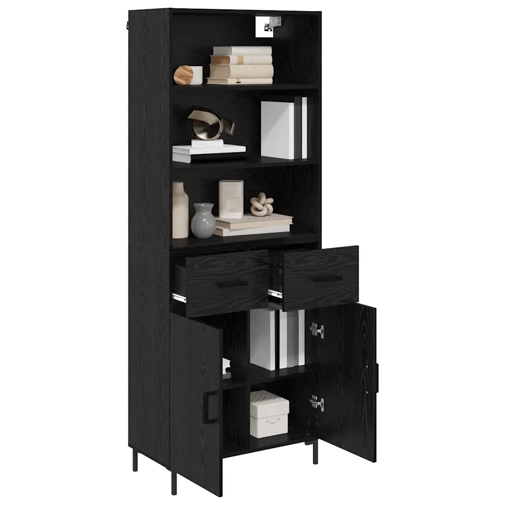 Credenza-Buffet-Armadio da cucina Rovere Nero 69,5 x 34 x 180 cm Legno multistrato 507743