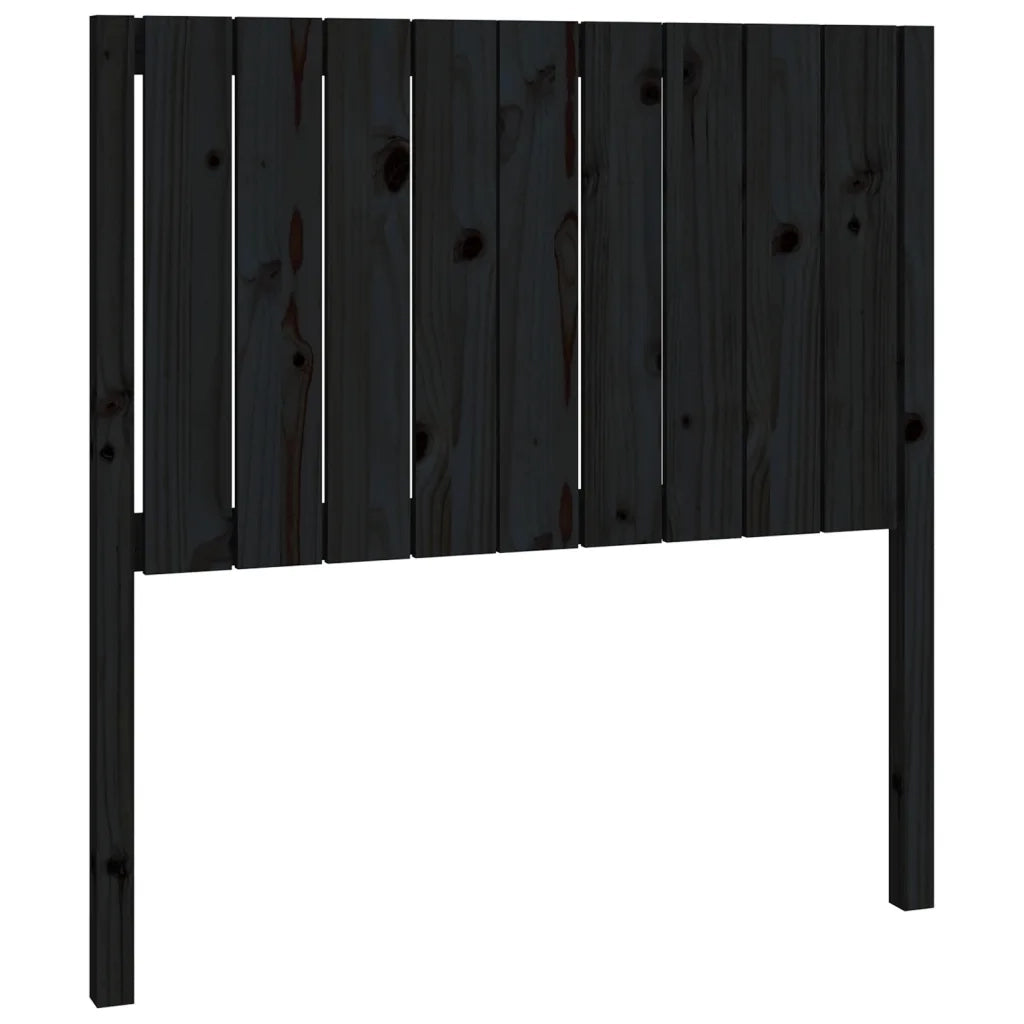 Testiera per Letto Nera 95,5x4x100 cm in Legno Massello di Pino 818854