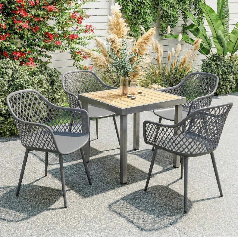 Set di 4 sedie da giardino con braccioli; grigio scuro; 56x51x84 cm