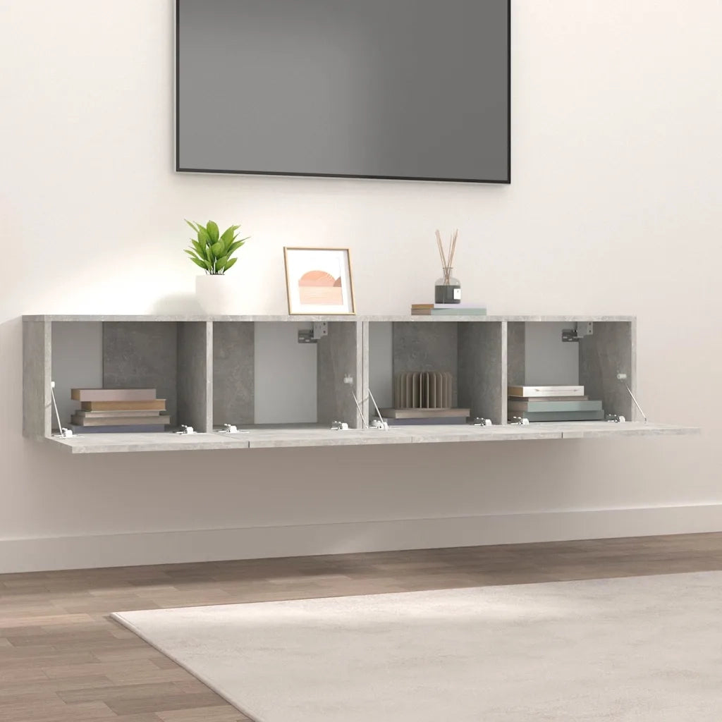 Mobili TV 2 pz-Credenza TV-Console TV Grigio Cemento 80x30x30 cm in Legno Multistrato