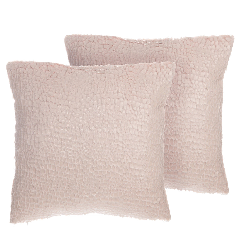 Set di 2 cuscini decorativi rosa effetto craquelè 45 x 45 cm Accessori arredo moderno glamour