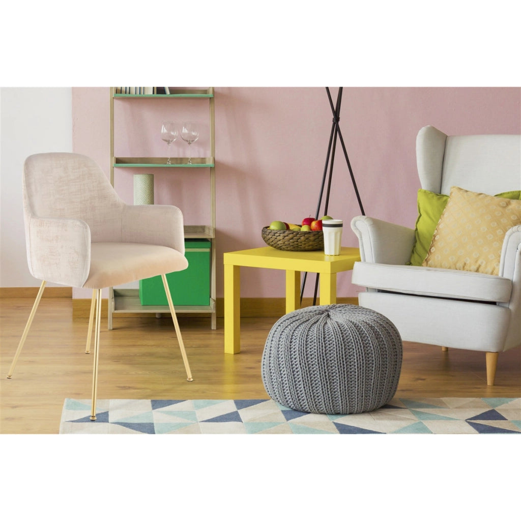Sedia di design Richard in velluto bicolore avorio e beige