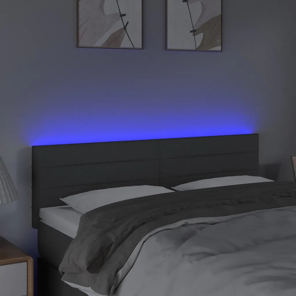Testiera a LED Grigio Scuro 144x5x78/88 cm in Tessuto 3121751