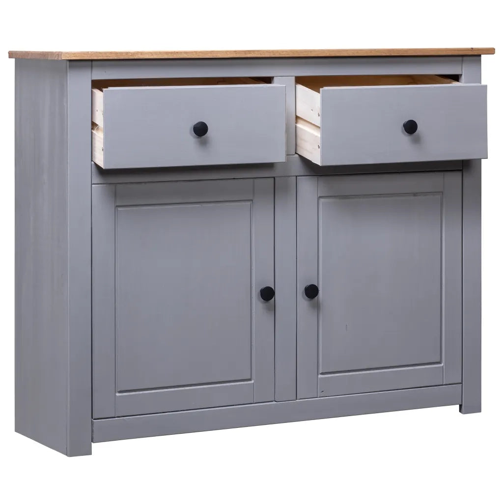 Credenza-Buffet-Armadio da cucina Grigia 93x40x80 cm in Legno Massello di Pino Panama