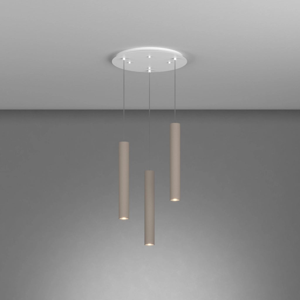 1203 SOSPENSIONE TONDA 1 LUCE ATTACCO GU10 COLORE SABBIA CON CAVO CM 250 ROSONE DA ACQUISTARE SEPARATAMENTE