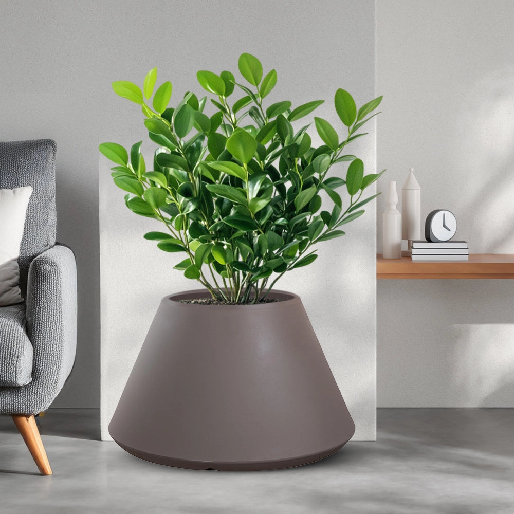 Vaso da Esterno Interno Design Conico Ø60x35 cm Stromboli in Resina Tortora