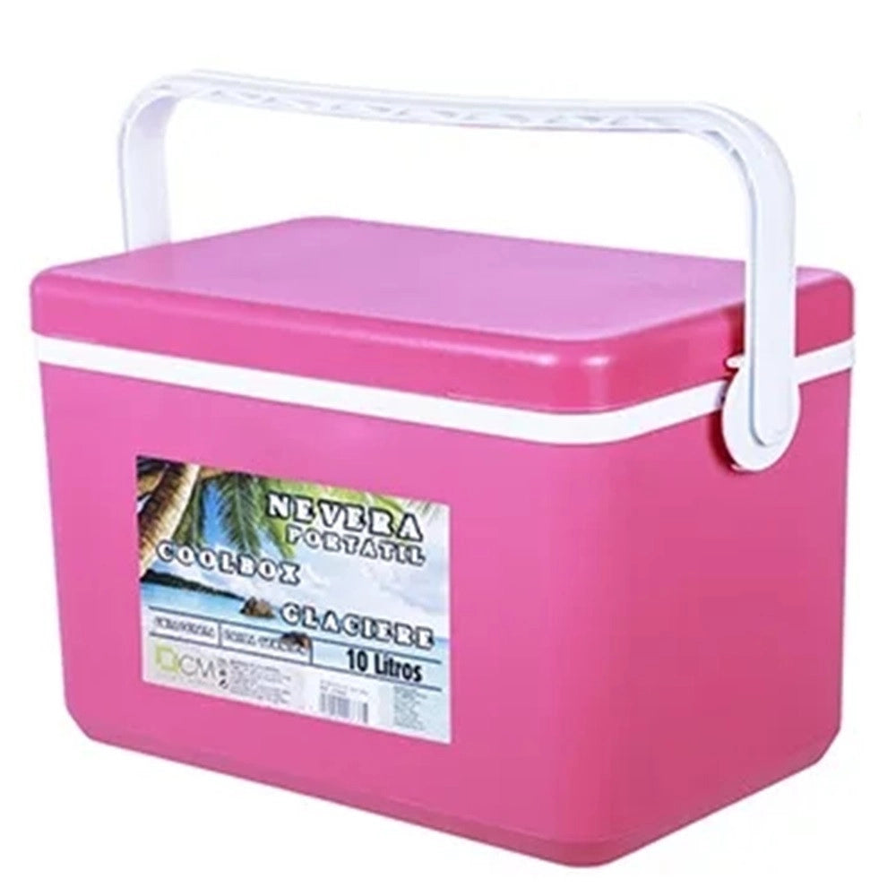 Trade Shop - Frigo Borsa Termica Frigorifero Portatile Con Coperchio Piatto Da 10 Lt Con Maniglia - Rosa