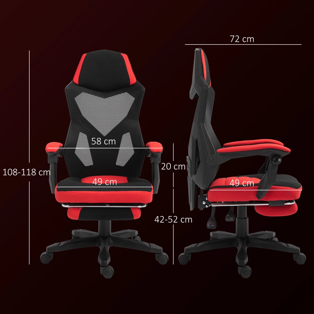 Sedia da Ufficio con Schienale Regolabile ¨C Minimal ¨C 58x63x112-122 cm Rosso e Nero