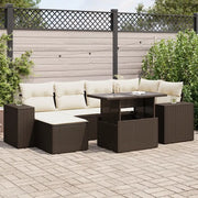 Set Divani da Giardino 7 pz con Cuscini Marrone in Polyrattan 3326834