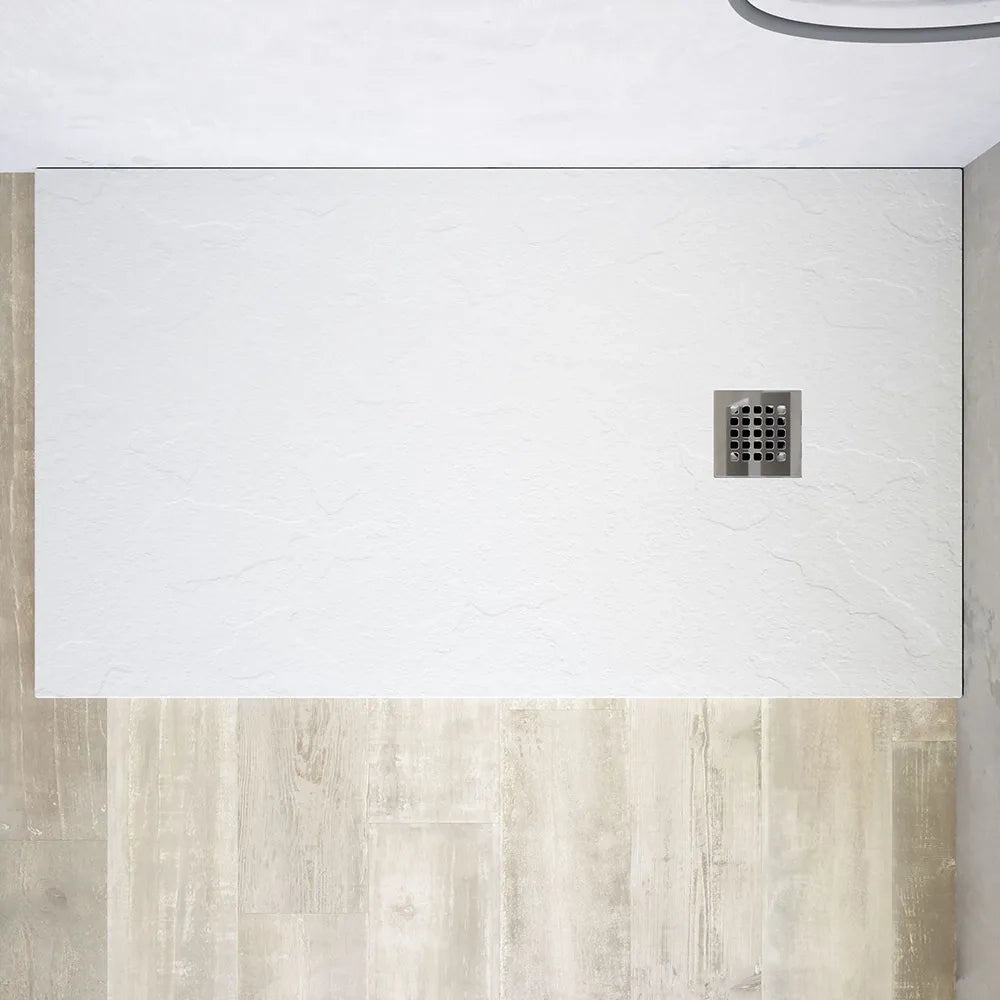 Piatto doccia rettangolare 70x170 cm in marmoresina bianco effetto pietra h3 cm | Milos