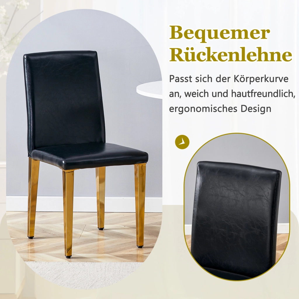 SEDIA DA PRANZO Set da 4 pezzi 90 cm Nero/Oro in PU e metallo