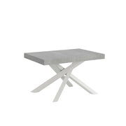 Tavolo Allungabile 130-390x90x77 cm Volantis Premium Cemento Telaio Bianco