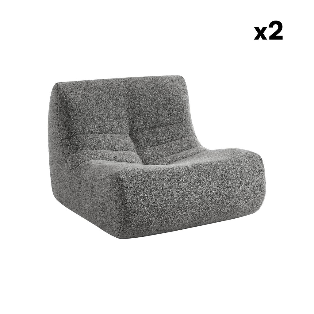Divano modulare boucle, 2 posti, grigio