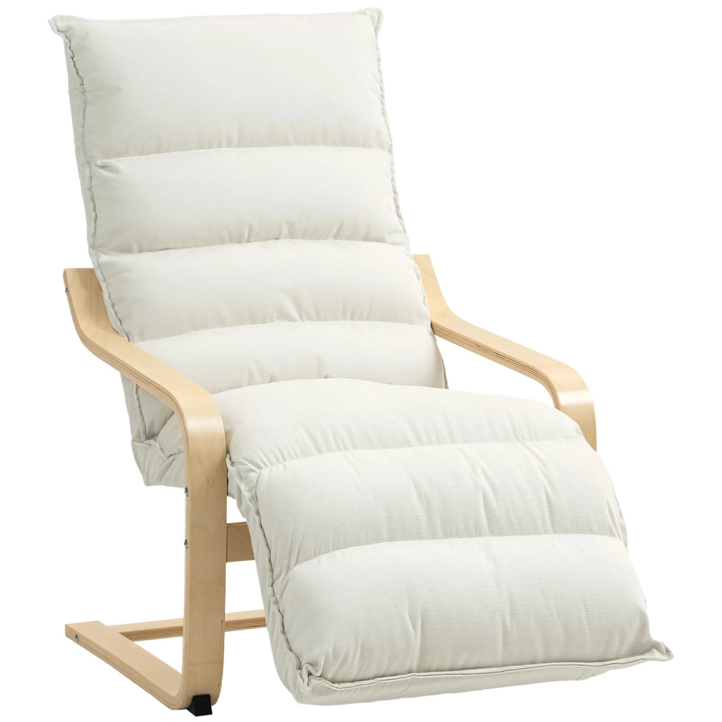 Poltrona relax in velluto crema ¨C Xylo ¨C con poggiapiedi regolabile e struttura in acciaio 67x93x105cm