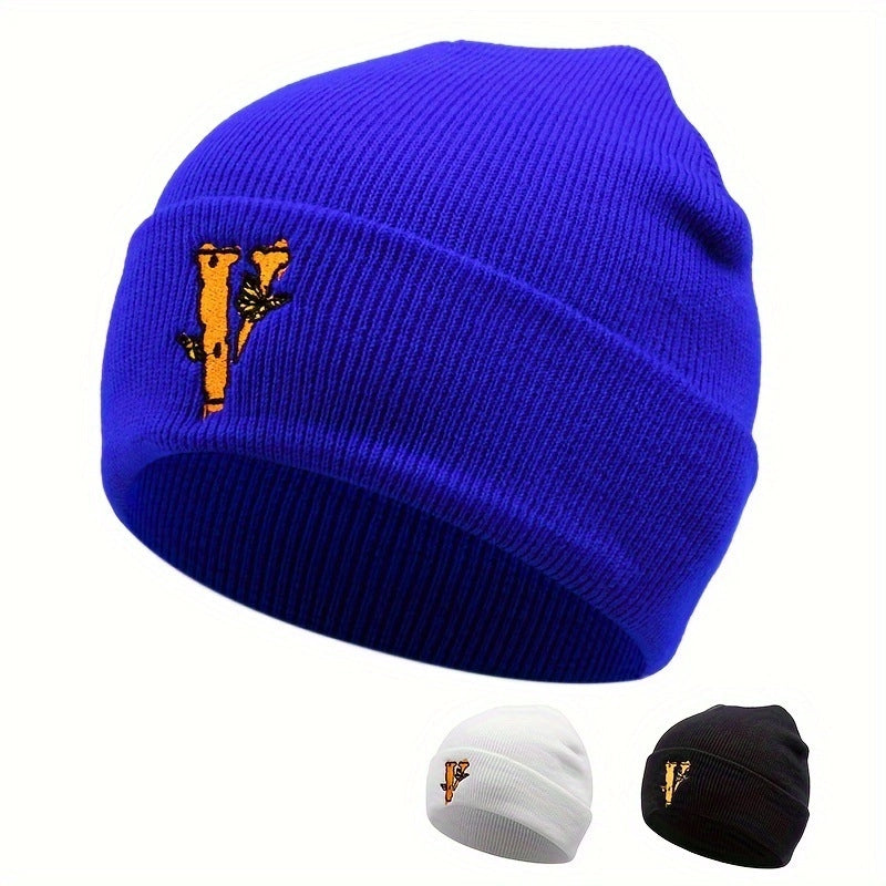 Cappelli invernali caldi con ricamo a farfalla V, colore blu.