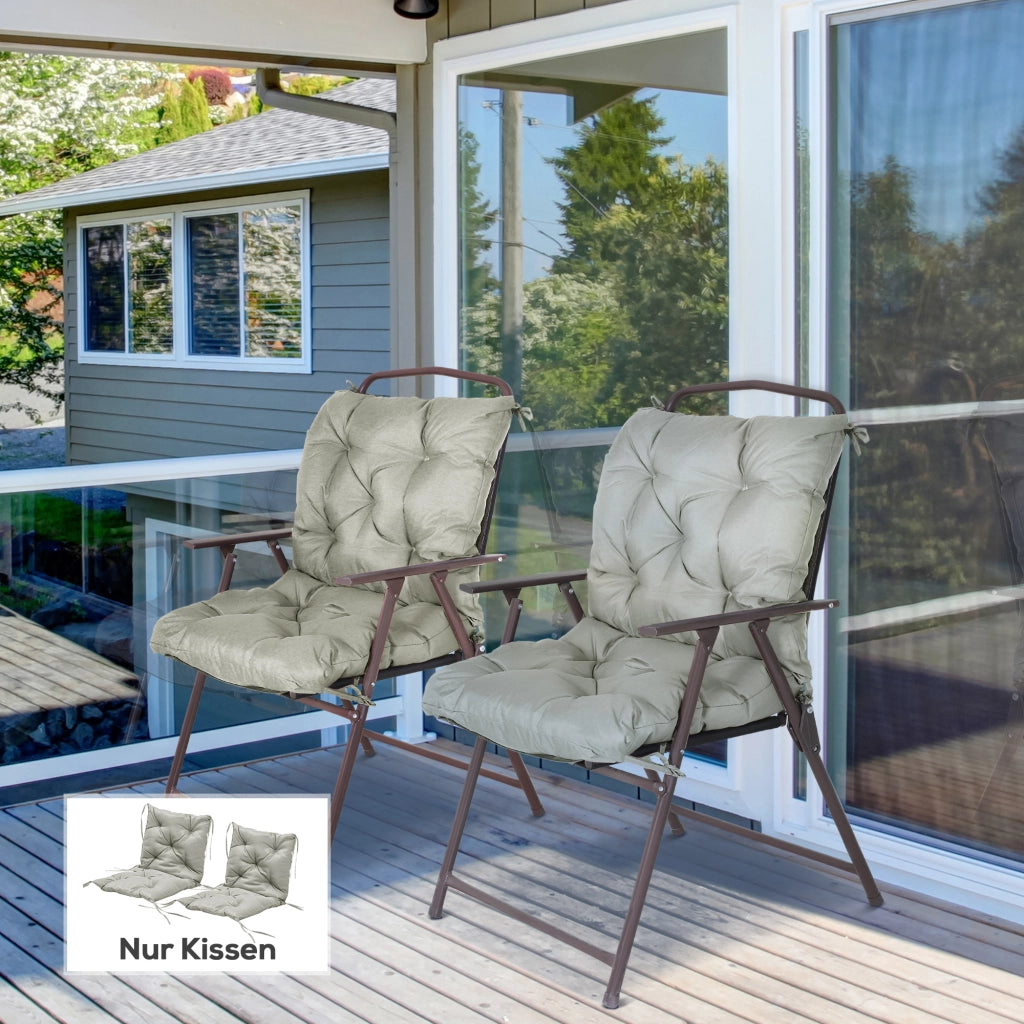 Set 2 Sedie Imbottite con Cuscini ¨C Minimal ¨C Grigio Chiaro, Tessuto
