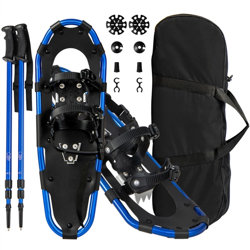 Bastoncini da trekking e borsa per trasporto per uomini telaio in alluminio, Set di racchette da neve con sistema 53 cm Blu navy