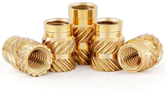 Set di viti a schiocco 100 pezzi - M1,6 x 3 x 2,5 mm - Applicazione a calore C3640 Ottone - Viti a gabbia - Filo di rame per plastica - Adatto per stampa 3D