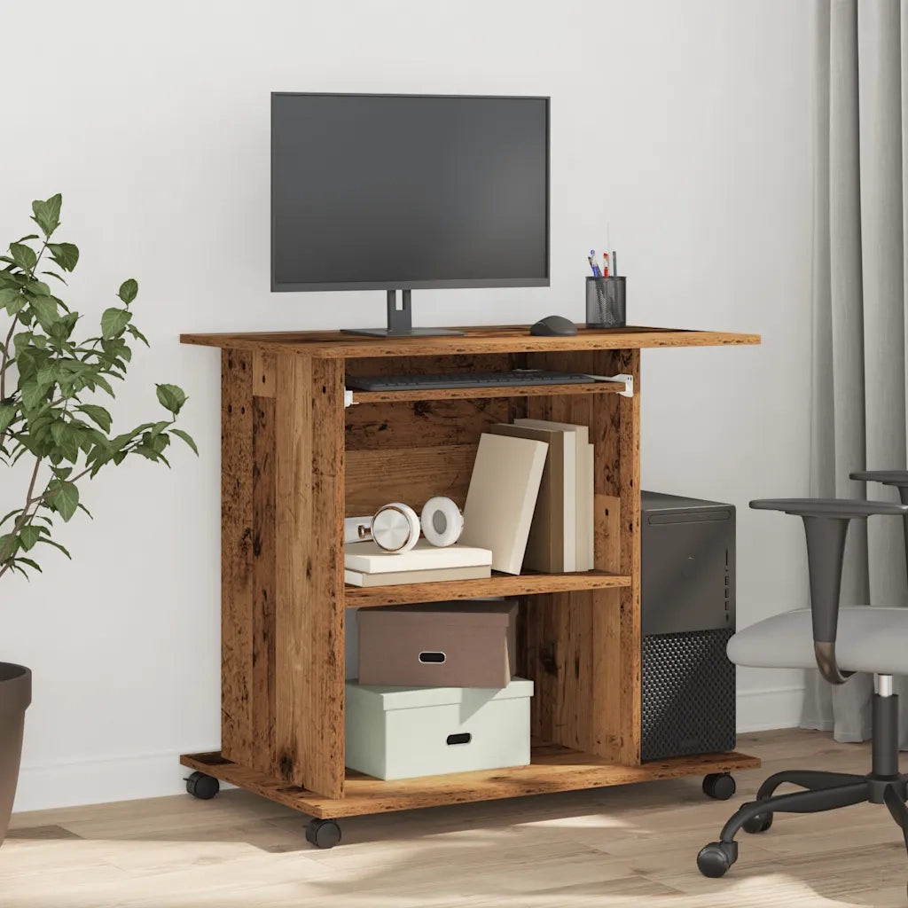 Scrivania da Computer Legno Antico 80x50x75cm Legno Multistrato 856052