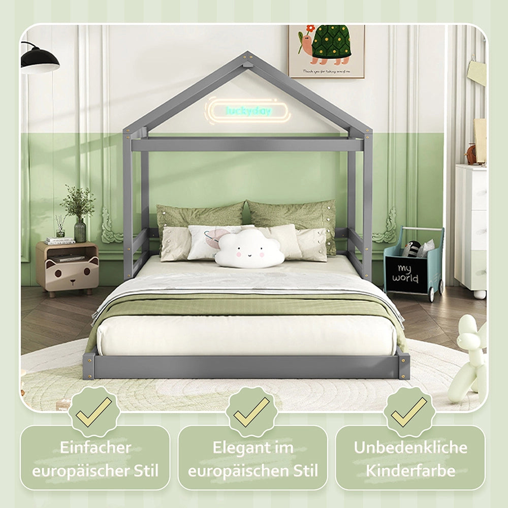 Letto a castello per bambini - Xylo - 140x200 cm - Grigio - In legno di pino senza materasso