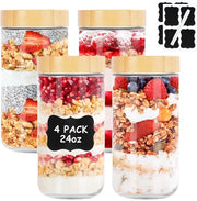 Contenitori in vetro da conserva 680ml - Lattine aereodinamiche - Coperchio a vite - Ideali per smoothies e yoghurt - Perfetti per la preparazione delle pasti - Contenitori da cucina