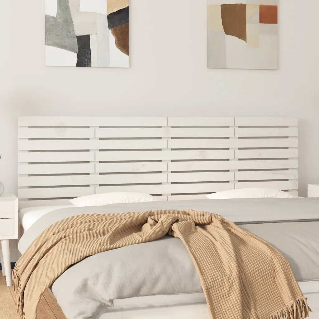 Testiera | Testata da Parete Bianca 166x3x63 cm in Legno Massello di Pino