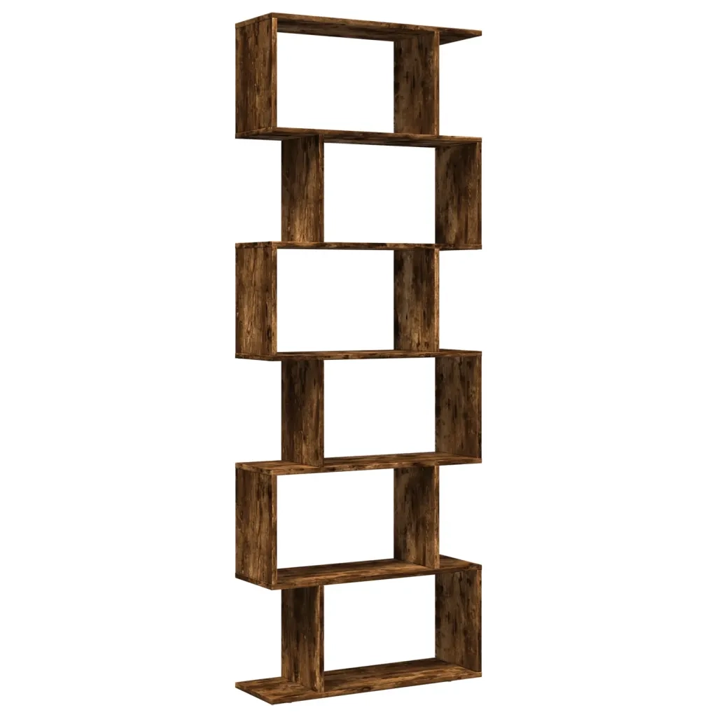 Libreria 6 Ripiani-Scaffale per Libri-Mobile di Stoccaggio Rovere Fumo 70x24x193 cm in Truciolato