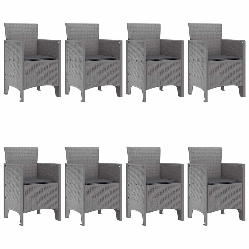 Set da Pranzo per Giardino 9 pcs Grigio chiaro Polipropilene
