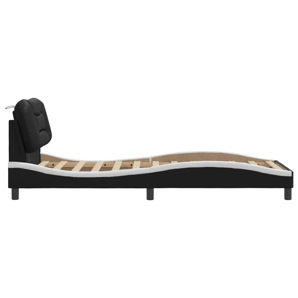 Giroletto con LED senza Materasso-Struttura Letto Hvar Nero e Bianco 90x200 cm