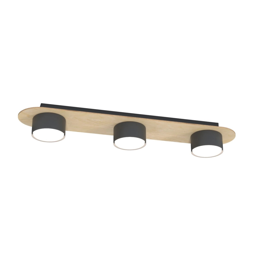 Plafoniera lineare loft nera/legno DIAZ 3xGX53 12W Emibig