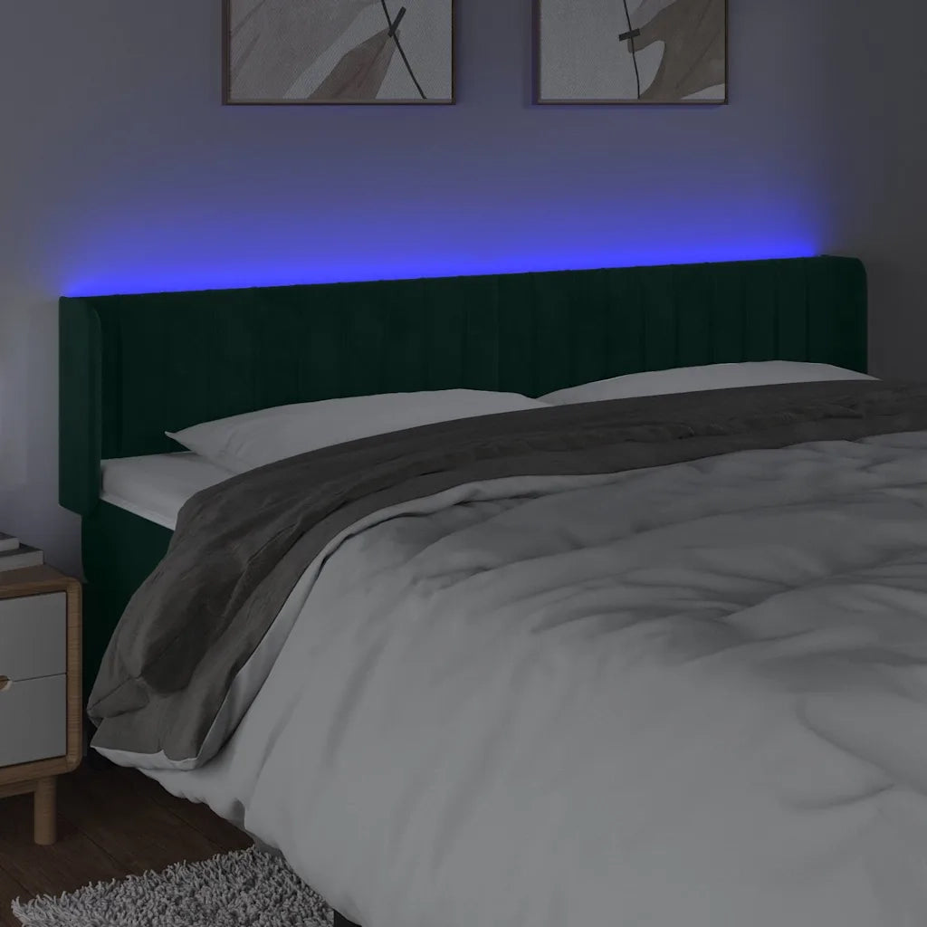 Testiera a LED Verde Scuro 203x16x78/88 cm in Velluto 3123543