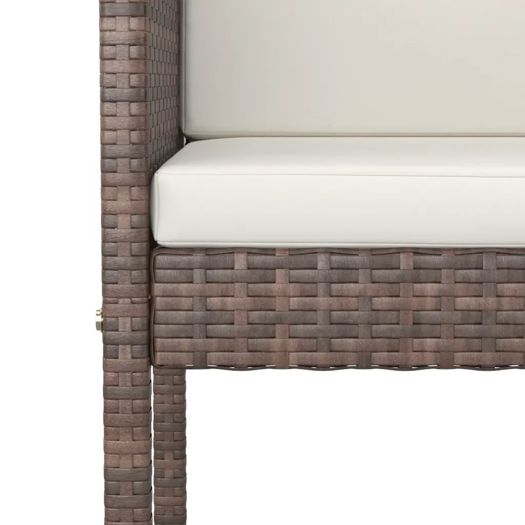 Set Bar da Giardino 3 pz con Cuscini in Polyrattan Marrone 3094786