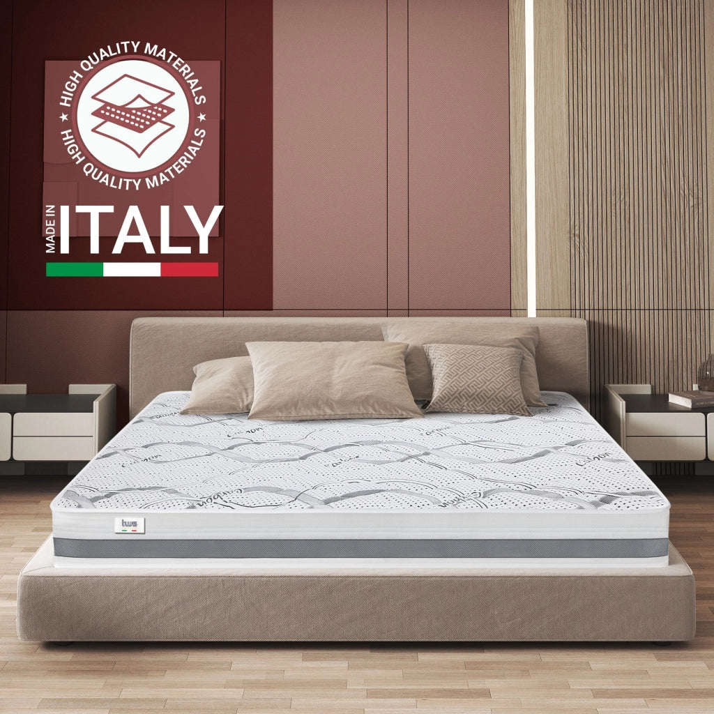 Materasso in Memory Foam Singolo 80x150 Altezza 22 cm | Rigidità media/alta | Tessuto Anallergico e Traspirante | Proprieta' Ortopediche Automodellanti | Prodotto in Italia