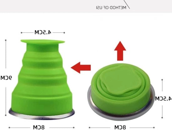 Set di bicchieri siliconici pieghevoli con coperchio - 6 bicchieri portatili con tappo per campeggio - bicchieri per viaggio riciclabili