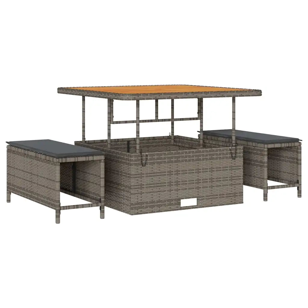 Set Divano da Giardino con cuscino 17 pcs Grigio polyrattan