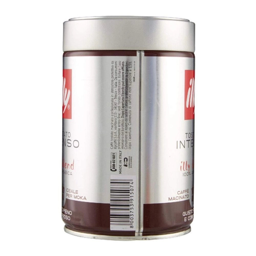 Illy caffe' macinato espresso tostato intenso 100% arabica macinato barattolo da 250 grammi