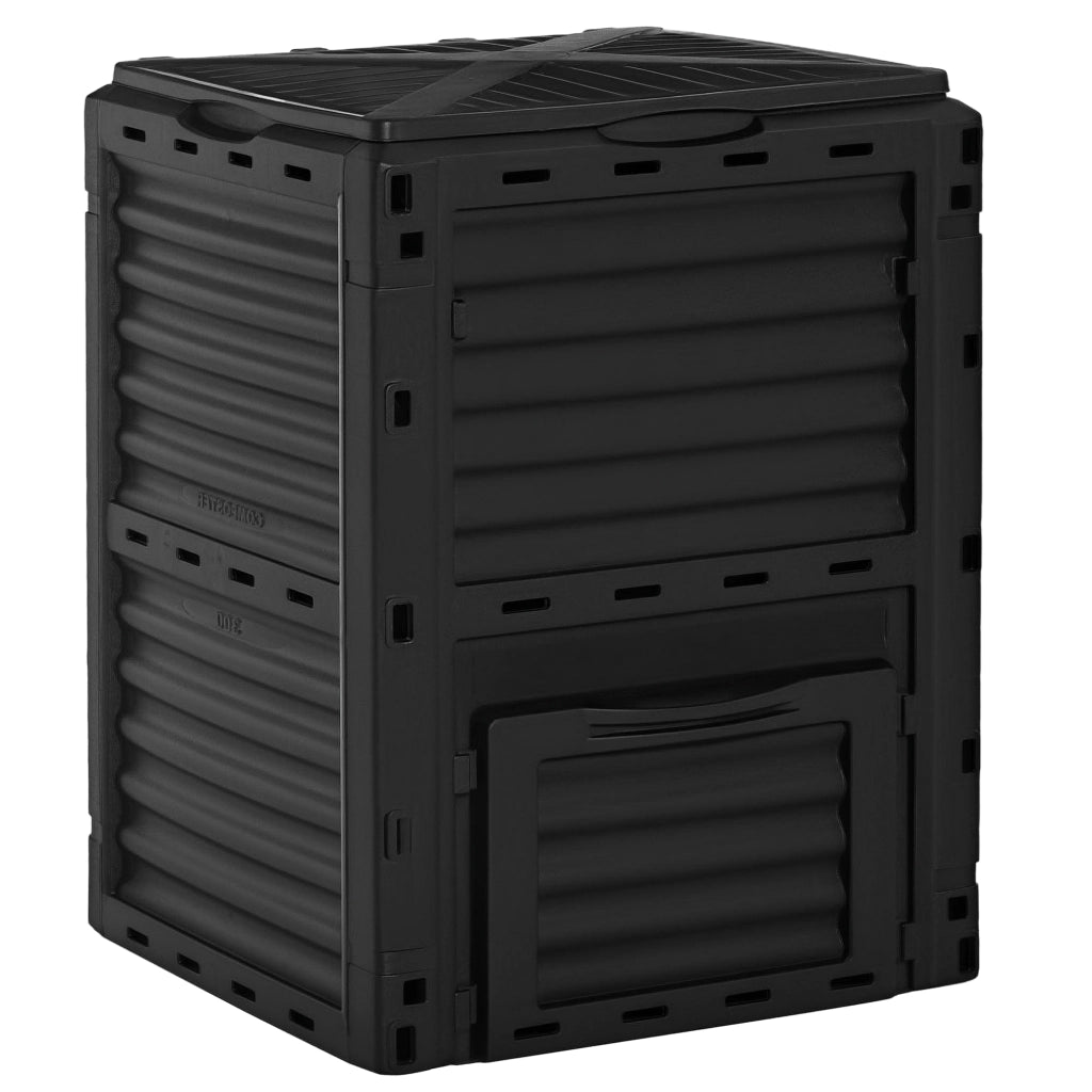 Compostatore da Giardino 300L con 48 Fori di Aerazione ¨C zephmum ¨C Nero 60.5x60.5x81.5 cm